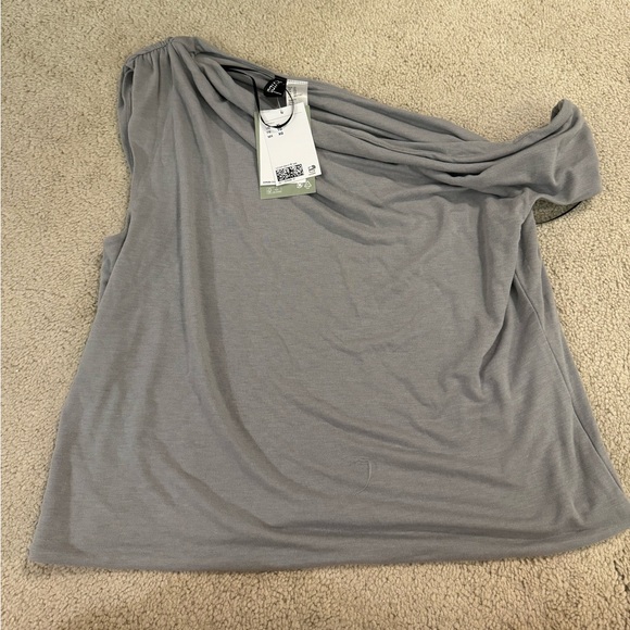 H&M Tops - NWT XL H&M Twist-detail One-shoulder Top Gray